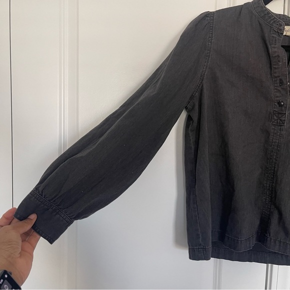Madewell Denim Collarless Popover Shirt in Shrader Wash - Picture 9 of 9